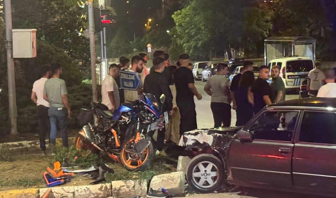 Zonguldak‘ta motosiklet ile otomobil