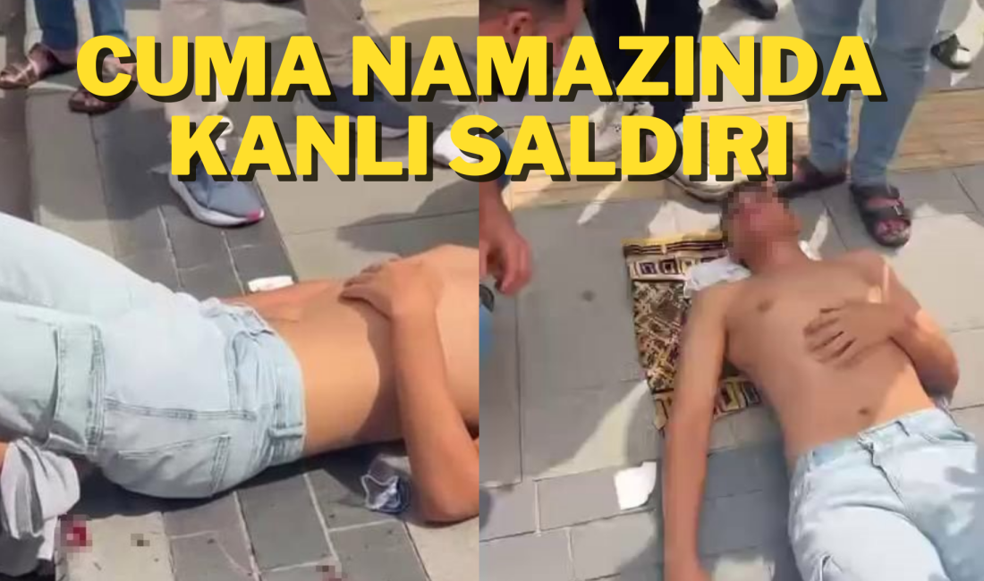 Avluda Cuma namazı kılan