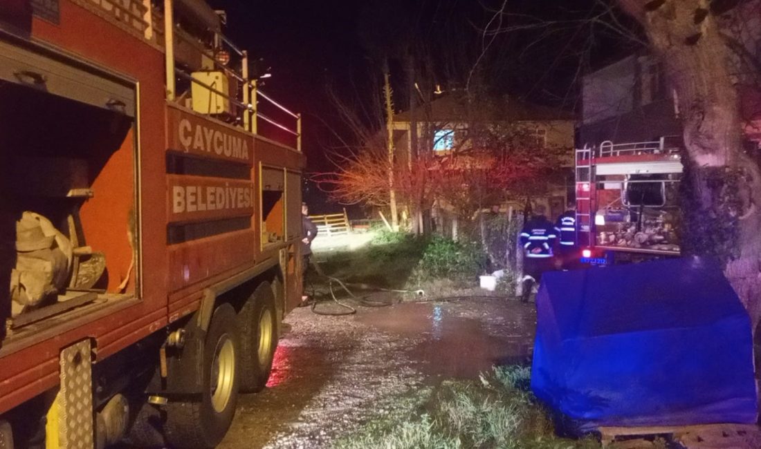  Zonguldak’ın Çaycuma ilçesinde samanlıkta